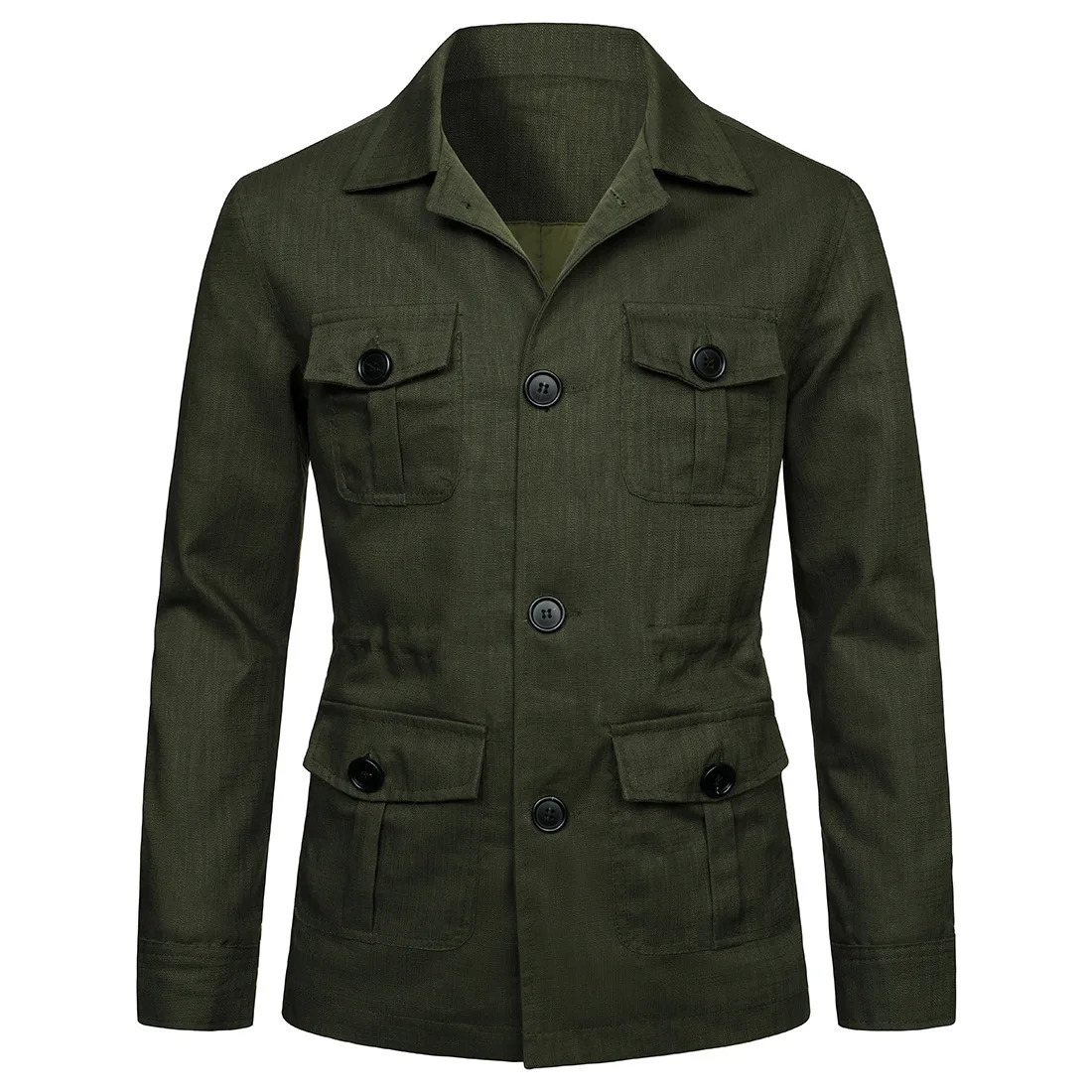 Mens Coats Safari Jacket Linen British Retro Gentry Suit Pockets Outerwear Fashion Solid Color Male Tops Ropa Hombre 240711