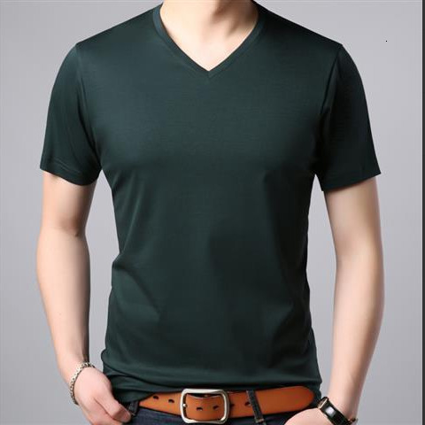 V-neck for Solid Color Short-sleeved Summer Loose Thin T-shirt Men Polo Shirts