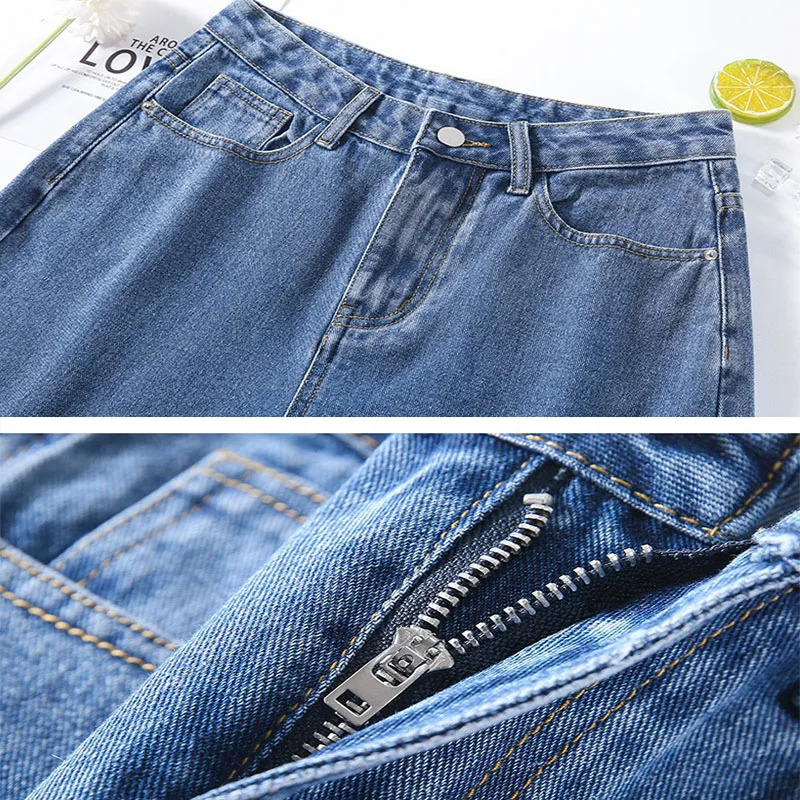 Women Denim 2024 Summer Vintage Streetwear Female High Waist Wide Leg Straight Short Pants Solid Color Ladies Jean Shorts