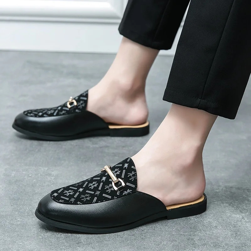 Men Half Slippers Loafers Casual Summer Leather Male Moccasins Classic Breathable Soft Slip On Driving Shoes 240718
