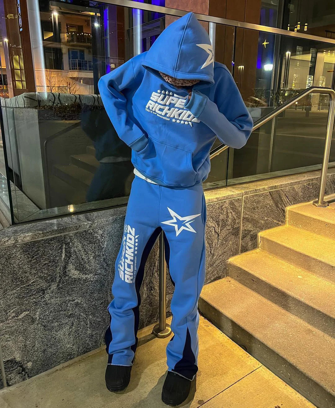 Harajuku y2k tops Men Tracksuit Hooded Pullover Sweatpants Sports Suit woman Casual High Street Sportswear 90s Streetwear Sets 240708