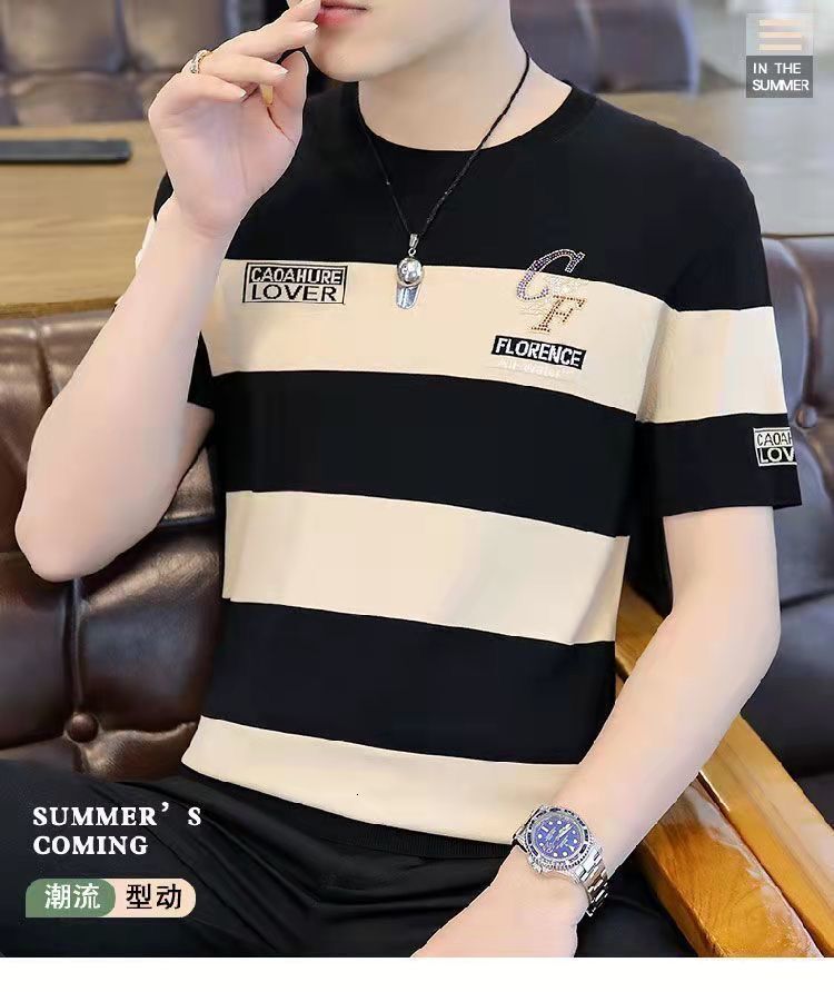 2024 Men's Summer High end Casual Pure Cotton Comfortable Thin Round Neck Short Sleeve T-shirt