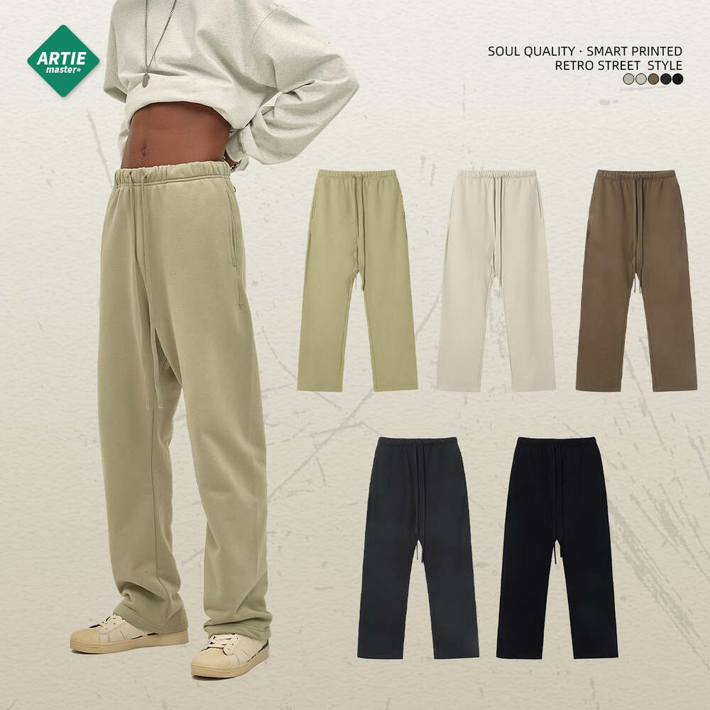 | 2023 New Street Fashion Brand Smith Velvet Loose Drawstring Casual Straight Wide Leg Pants Overalls Plaid Trousers Waterproof Trousers Man