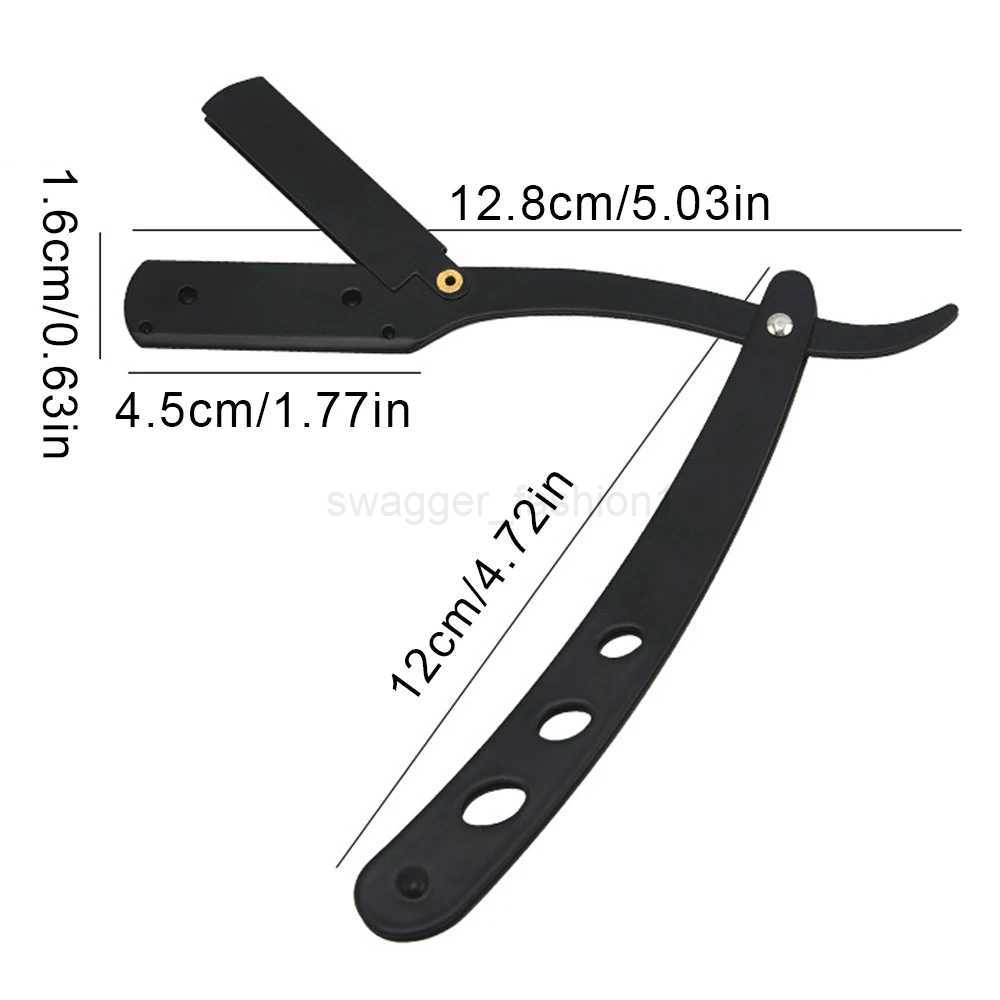 1set Shaving Trimming Knife Holder with 10pcs Shaving Blades Haircut Beard Eyebrow Shaver Tool Manual Folding Barber Knife KitB240709