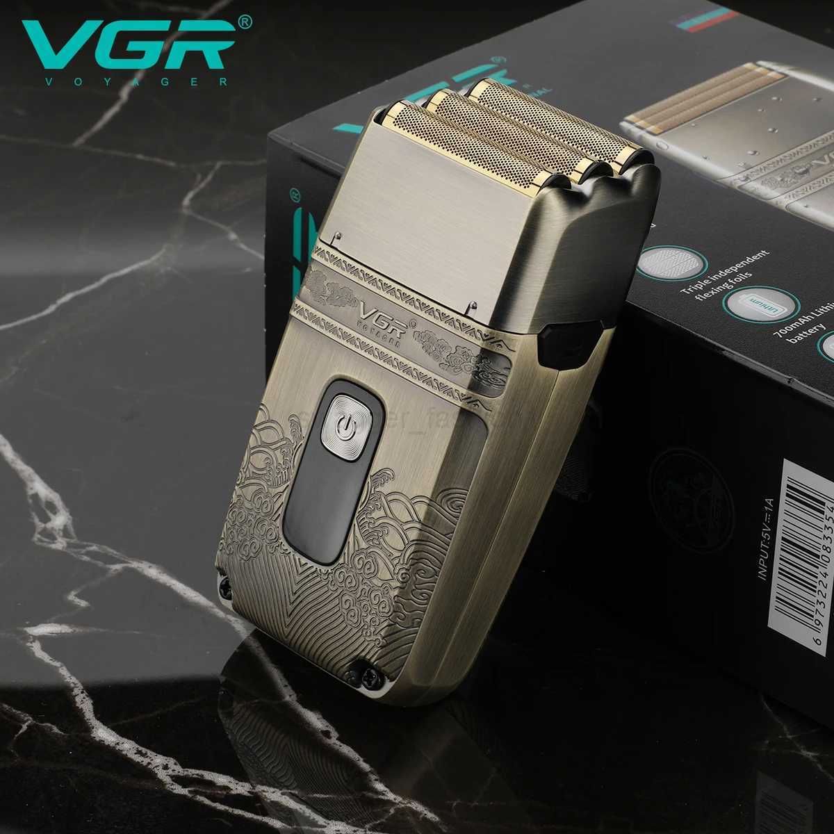 VGR Shaver Professional Electric Razor Shaving Machine Waterproof Beard Trimmer Metal Razor Digital Display Shaver for Men V-335B240709