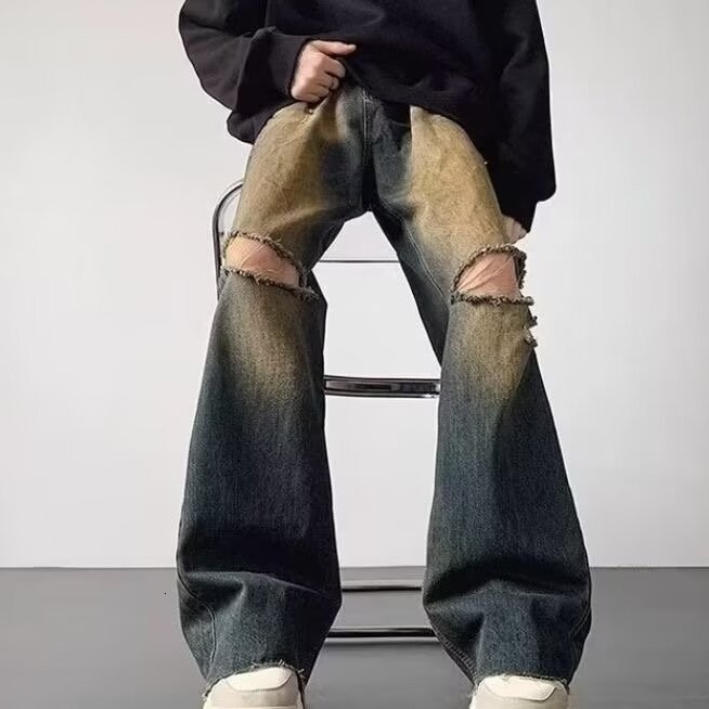 Men's Designer Ripped Jeans, High-Quality Streetwear, 2024 Collection, Free Shipping