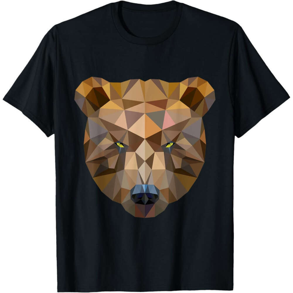 Mens T Shirt Tees Brown Grizzly Bear Polygon Art Geometric Shapes T-Shirt Tops Tshirt Animal printing Clothes Free shipping