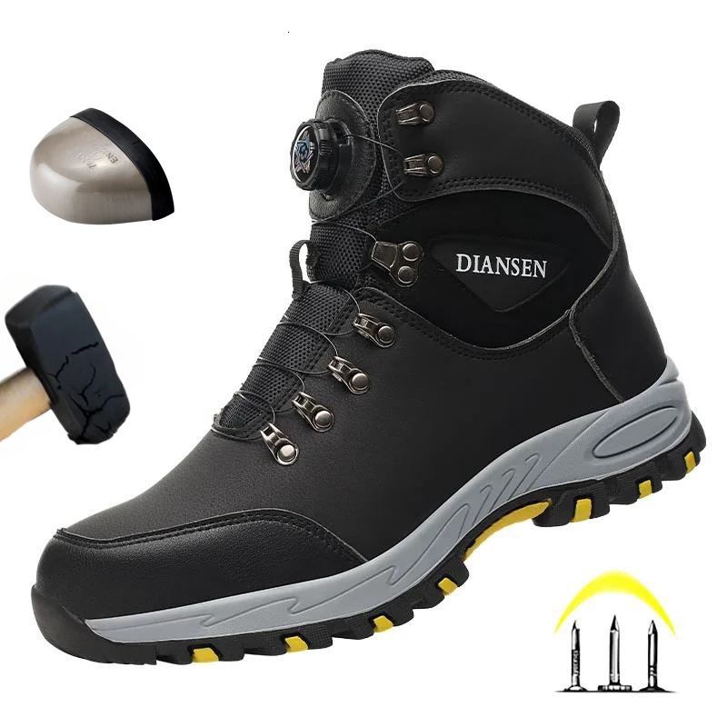 Rotary Buckle Boots Steel Toe Men Hight Safety Brand Indestructible Puncture-Proof Work Shoes