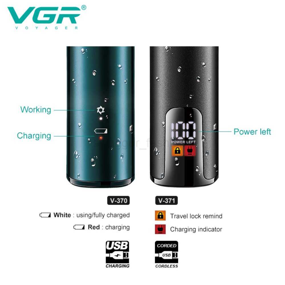 VGR Shaver Professional Shaving Machine Electric Razor Waterproof Beard Trimmer Digital Display Razors Shaver for Men V-371B240709