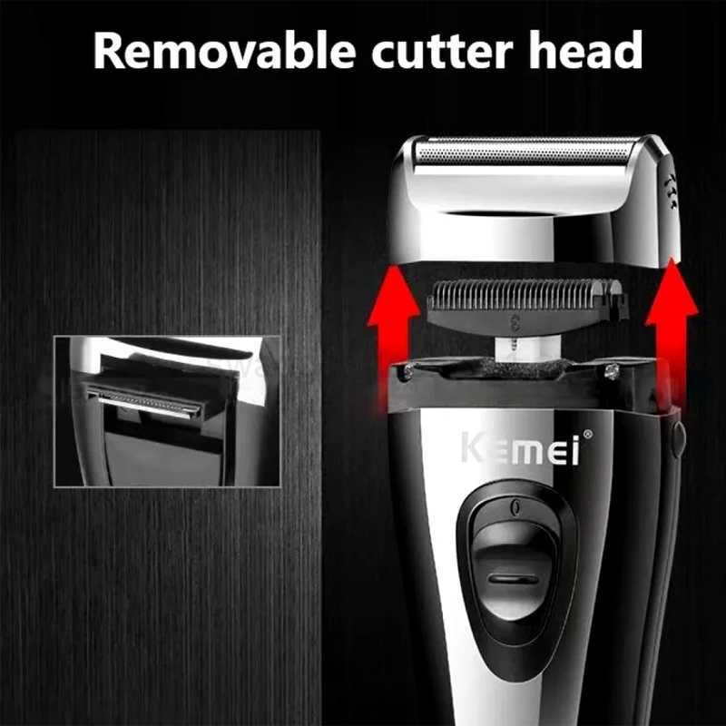 Kemei Electric Shaver Rechargeable Razor for Men Original Beard Trimmer Hair Clipper Dry Or Wet Shaving USB Shaving MachineB240709