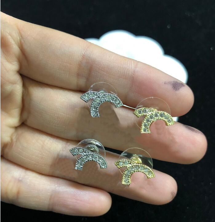 18K gold and 925 Sliver Stud Fashion stud earrings woman Luxury designer earring multi colors c letter jewelry women 18k diamond Wedding Gifts