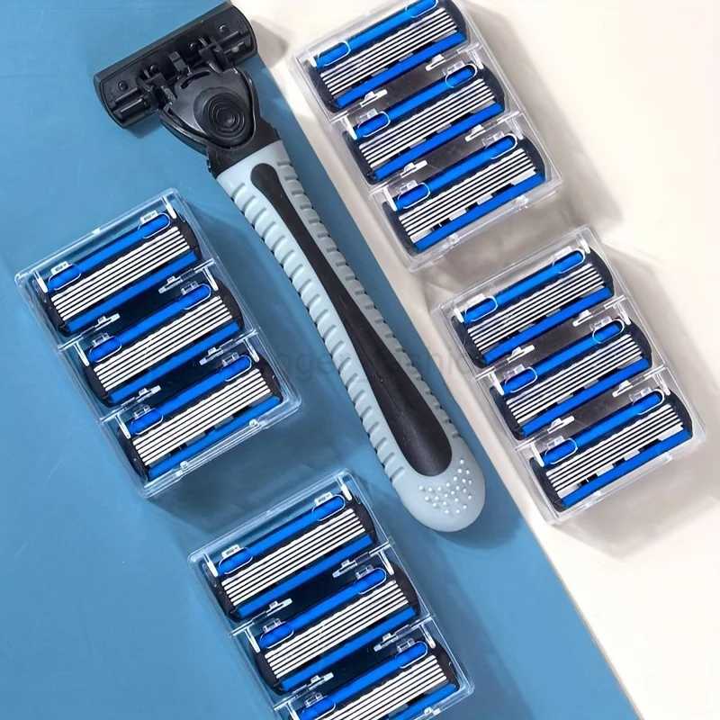 6-Layer Razor Head Manual Shaver Stainless Steel Classic Double Edge Blade Razor Safety Vintage Shaving Beard Moustache ManualB240709