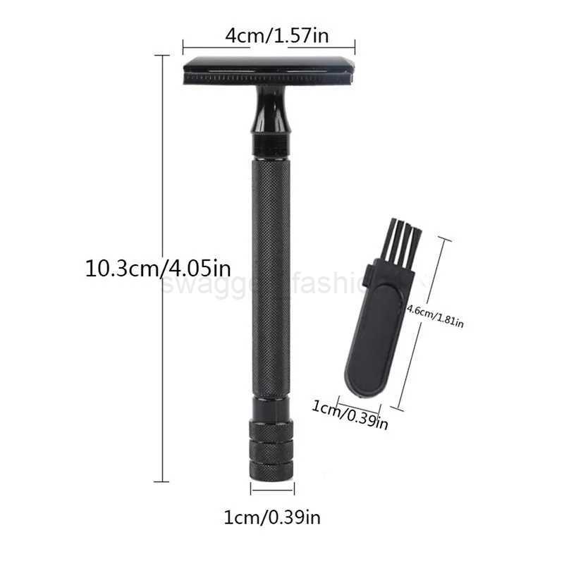 Classic Men Shaver Mild Hair Removal Shaver Double Edge Stainless Steel Shaving With 1 PCS Titanium Coated Blades Shaver RazorB240709