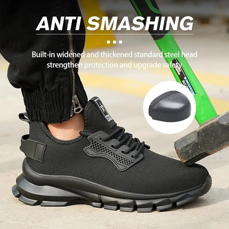 2024 Lightweight Men Safety Shoes Steel Toe Cap Work Sneakers Men Protective Shoes Anti-smash Anti-puncture Indestructible Shoes 240718