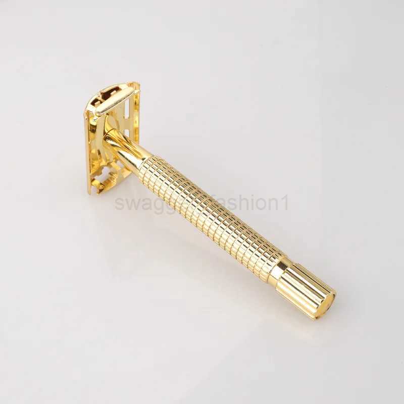 Double Edge Safety Shaving Razor Black Golden Hair Removal Shaver Adjustable Metal Safety Razor Shaver Blade Barber Manual ShaveB240709