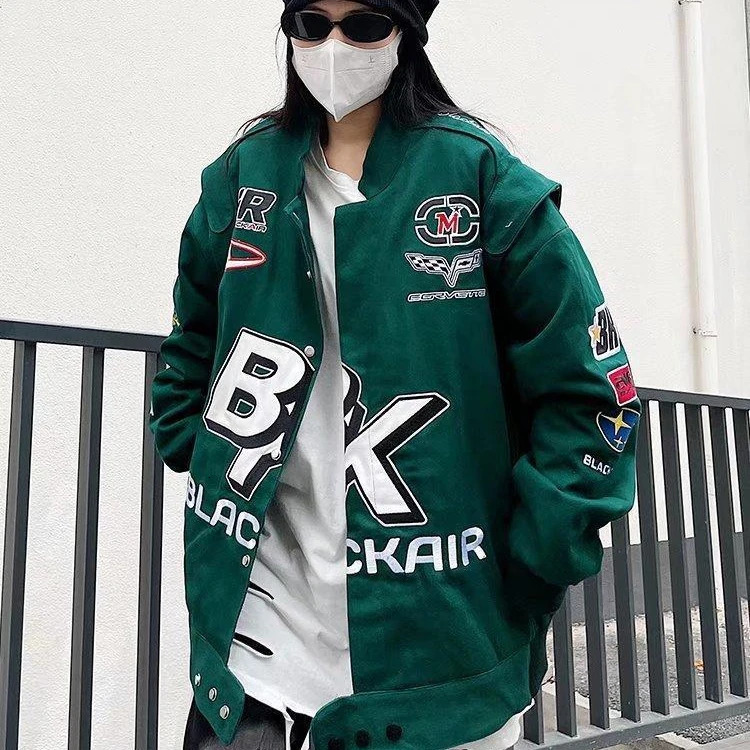 Autumn Winter Jackets for Men Racer Biker Baseball Uniform Varsity Bomber Clothing Male Racing Women Loose Hip Hop Cotton Coat 240716