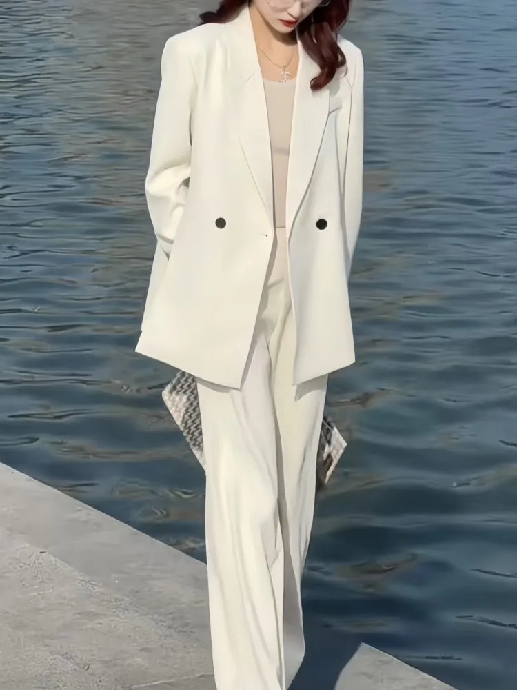 Korean Fashion Women Business Blazer 3 Pieces Set Elegant Casual Jackets Coat Sleeveless Vest and Pant Suit Female Clothes 240712