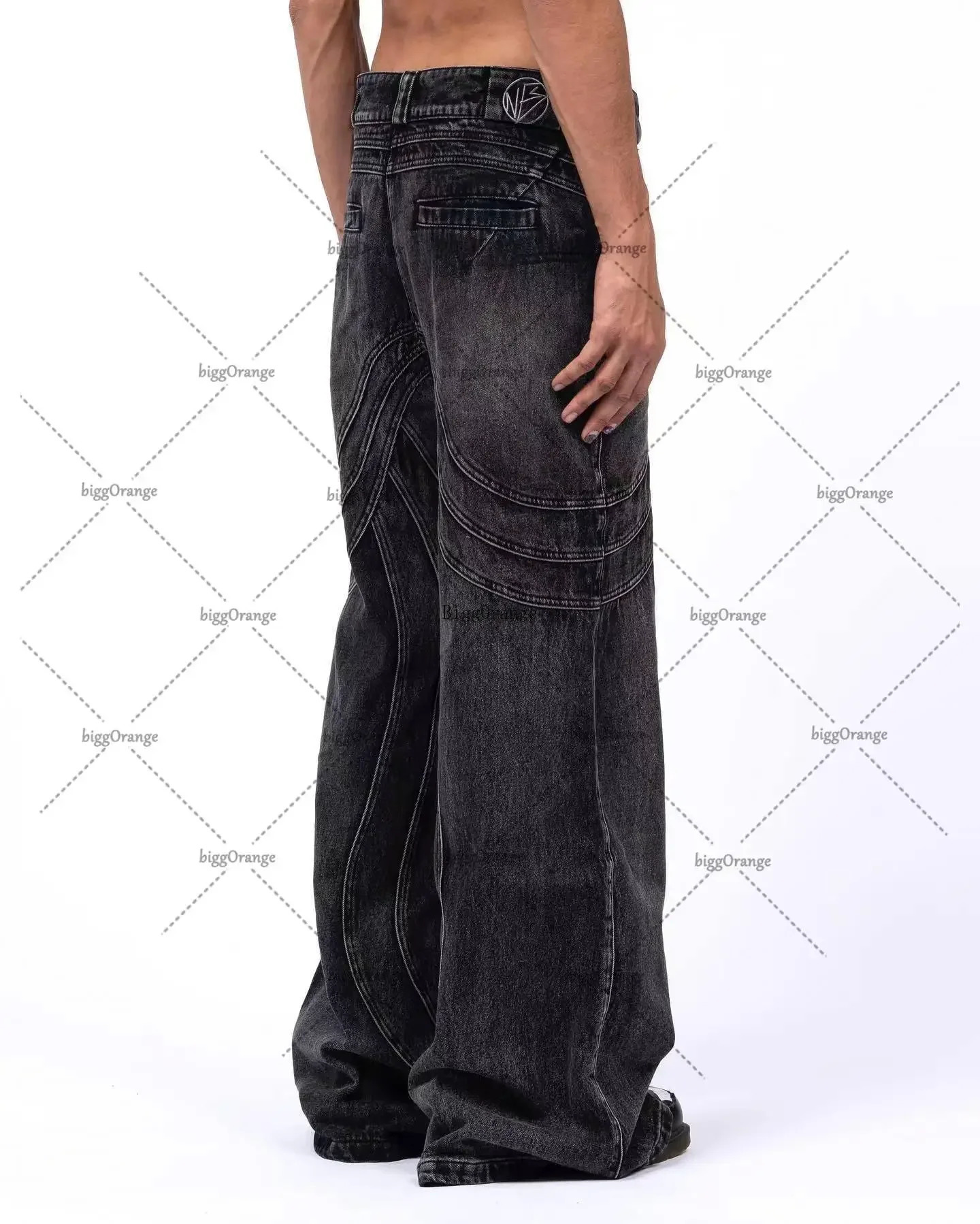 Y2K Punk Hip Hop Jeans Men Women Streetwear Work Clothes Ripped Style Loose Washed Clothing Men Floor Mopping Pants 240708