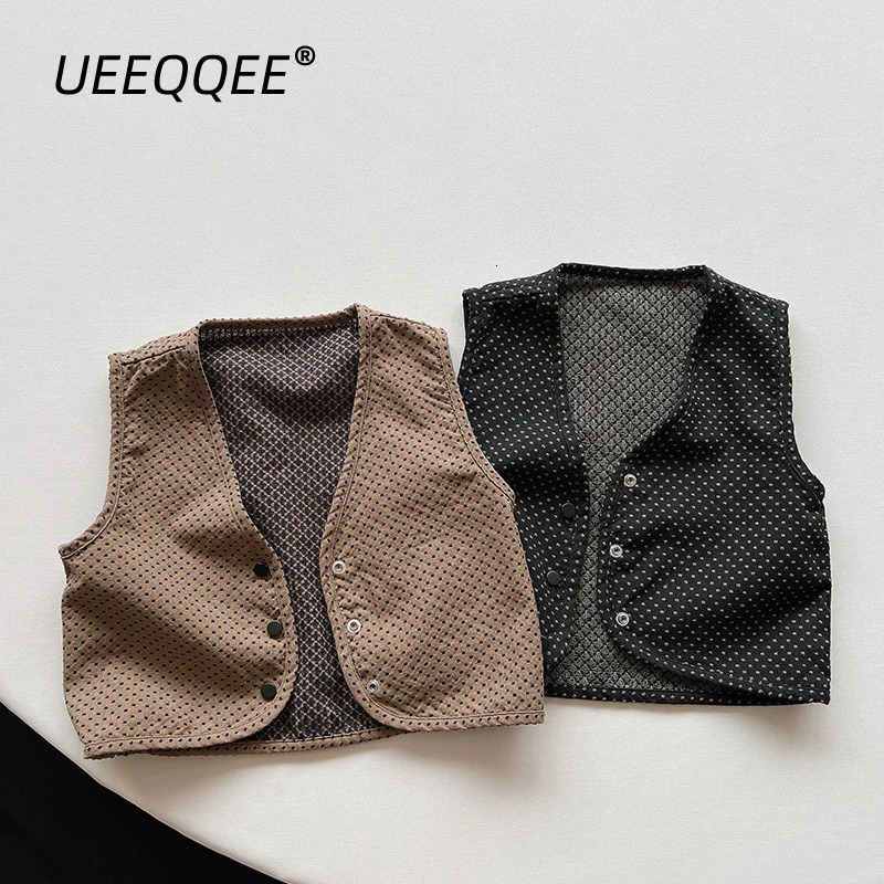 Reversible Spring Autumn Children Vest Casual Boys Girls Waistcoat Toddler Outerwear Tank Tops Kids Clothing For 1-8Y 240715