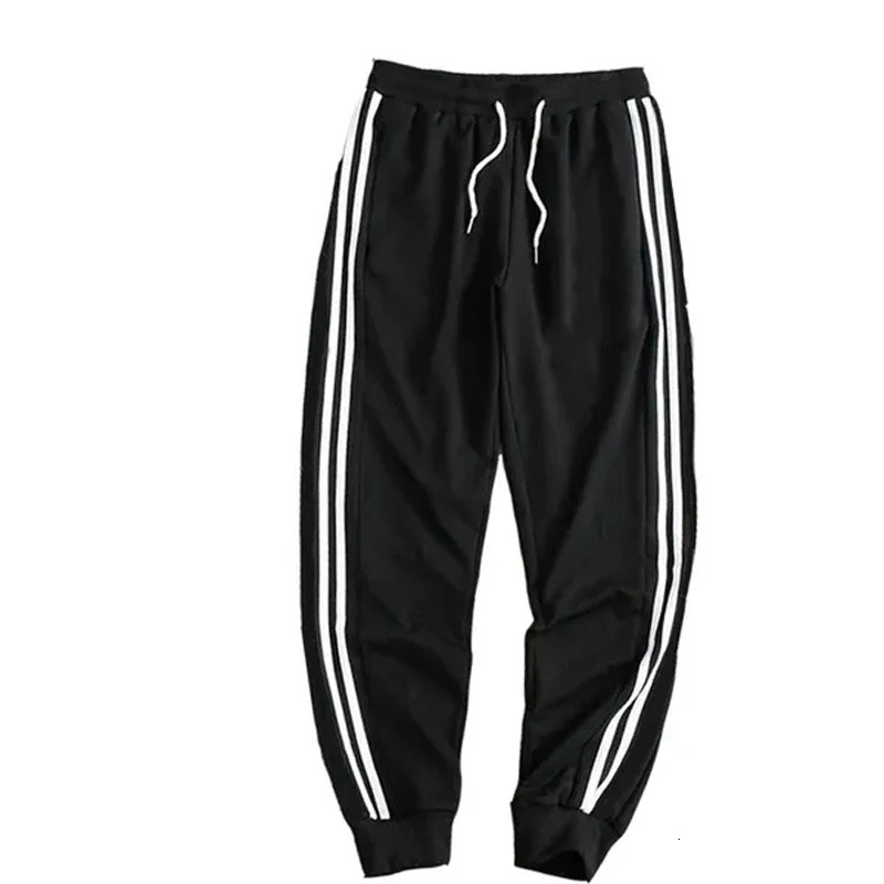Casual Mens Drawstring Elastic Waist Two stripes Pocket Pants Sports Pants Sweatpants 240715