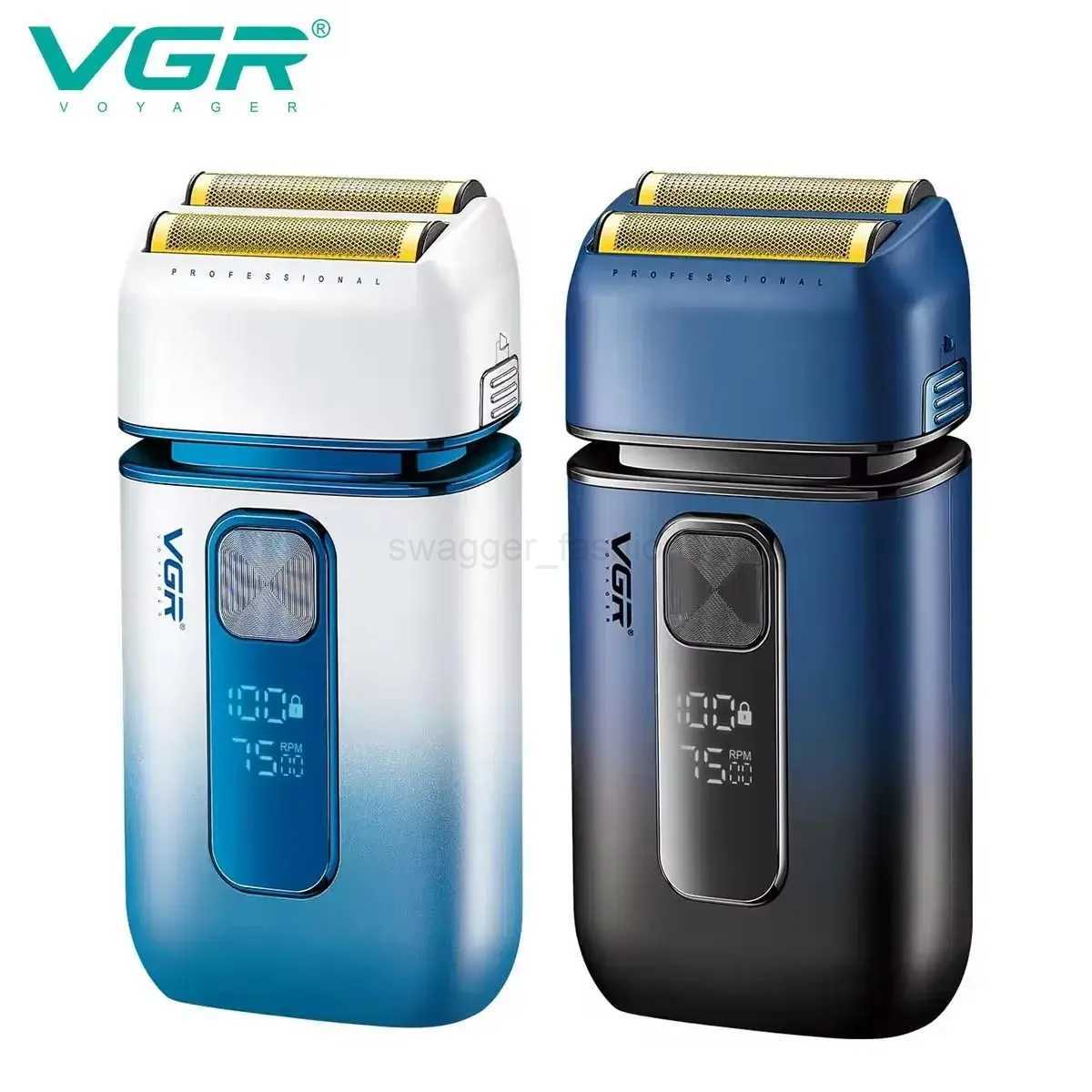 VGR Foil Shaver Professional Electric Shaver Washable Razor Rechargeable 2-Speeds LED Display Travel Lock Trimmer for Men V-362B240709