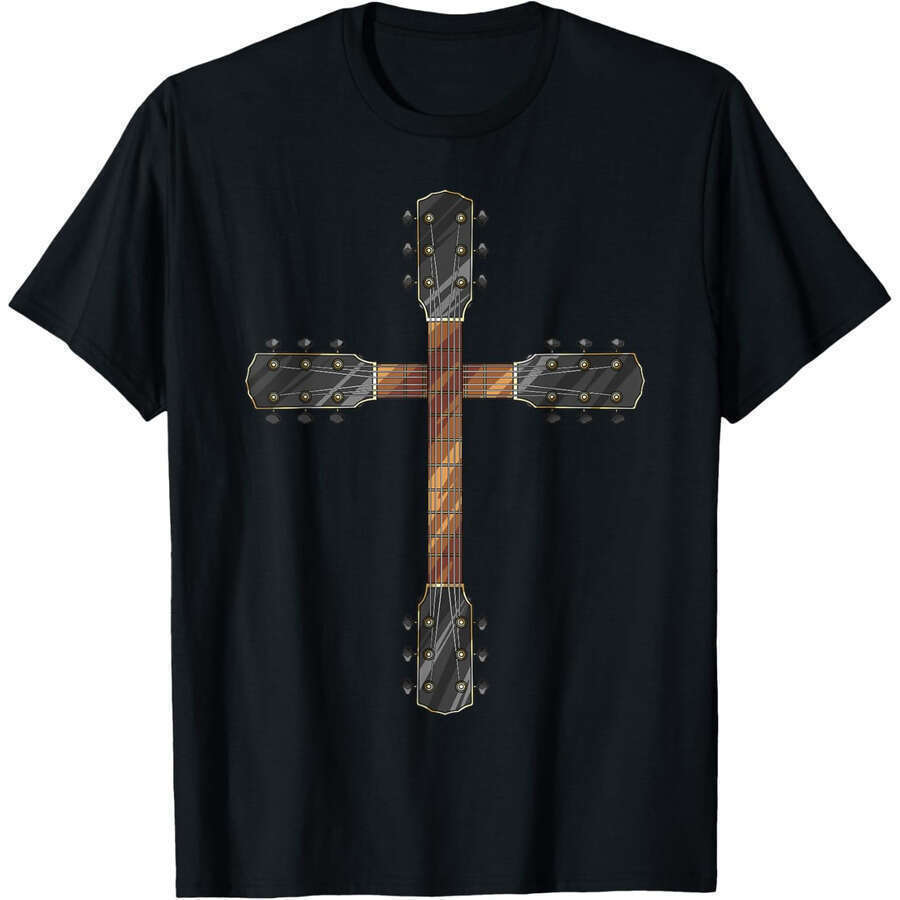 Mens Womens T shirts Graphic Tee Cool Christian Guitar Cross T-Shirt Casual top Fashion clothes Tshirt S Free shipping