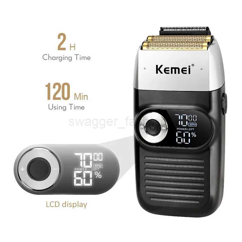 Kemei Electric Shaver for Men Waterproof Twin Blade Reciprocating Cordless Razor USB Rechargeable Shaving Machine Barber TrimmerB240709