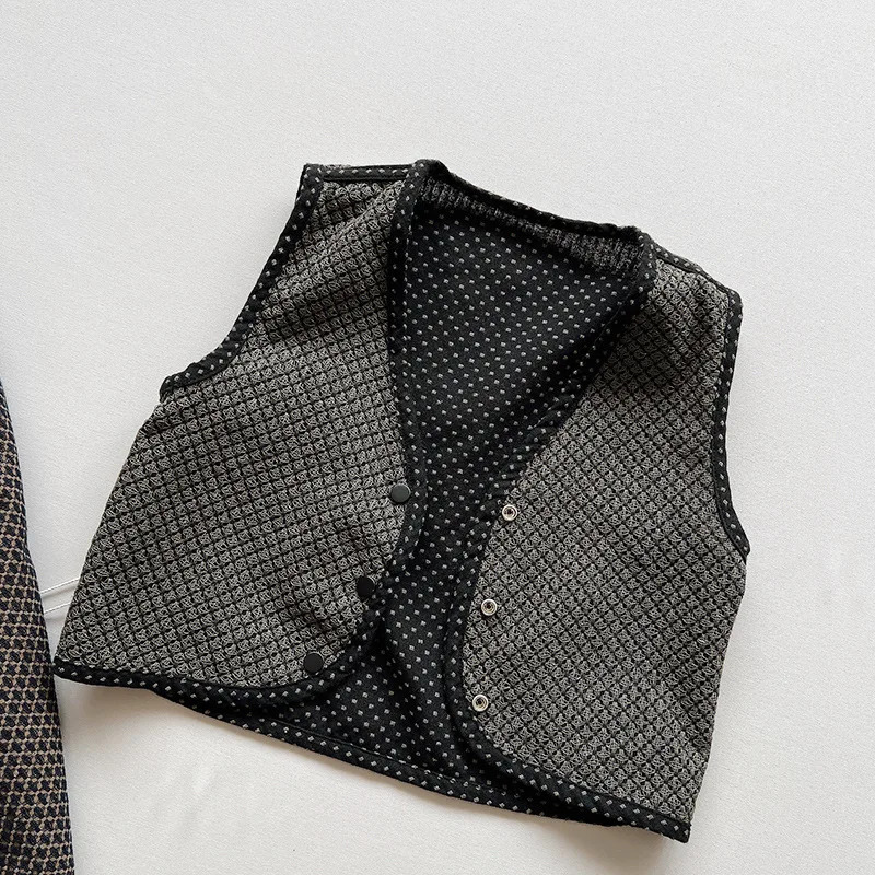 Reversible Spring Autumn Children Vest Casual Boys Girls Waistcoat Toddler Outerwear Tank Tops Kids Clothing For 1-8Y 240715