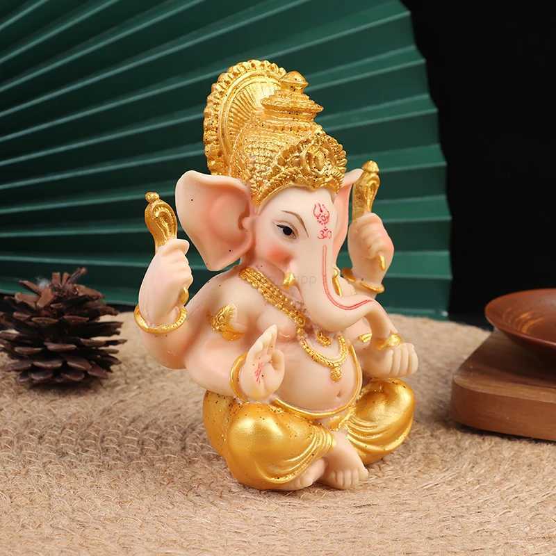 Gold Lord Ganesha Buddha Statue Elephant God Sculptures Ganesh FigurinesB240710B240707