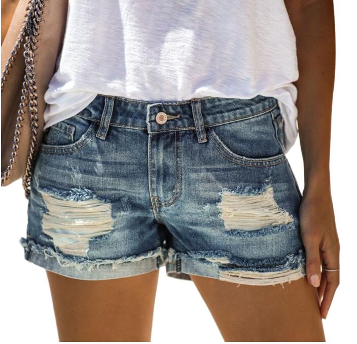 2020 Fashion Women Summer Denim Shorts With Holes