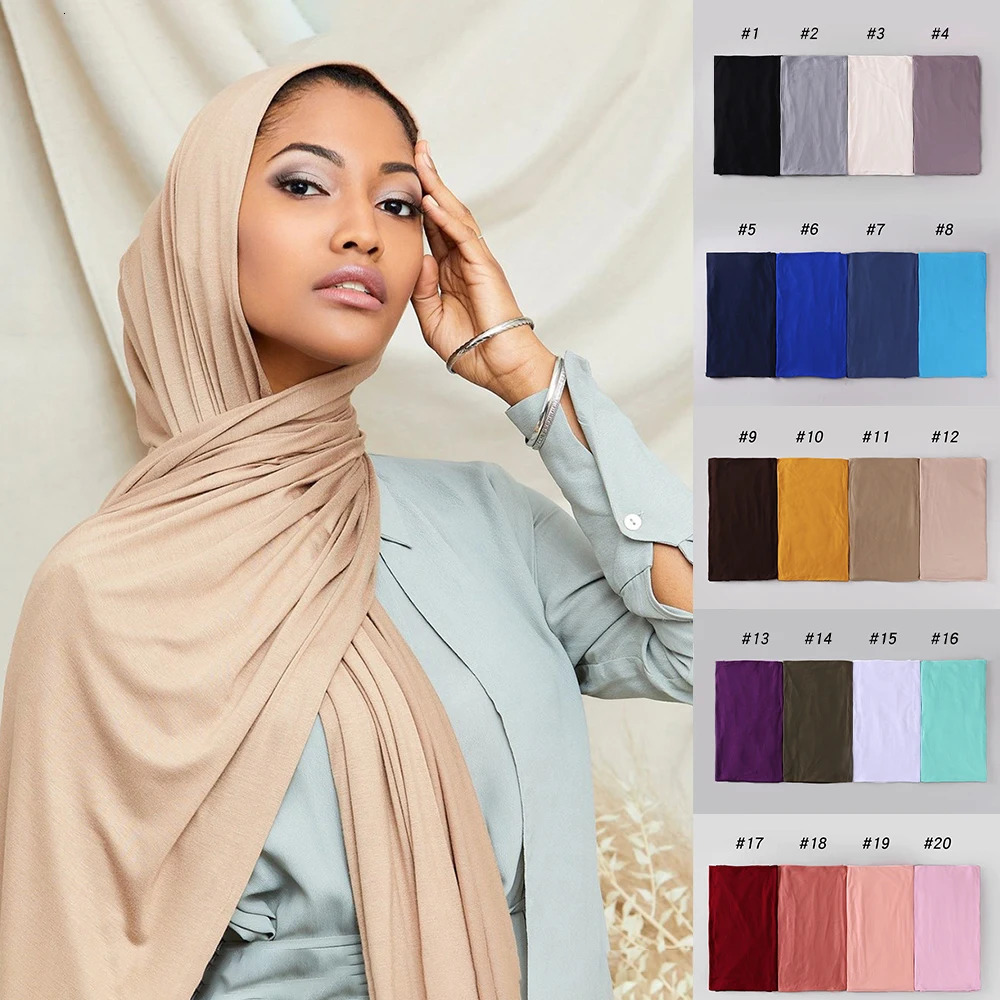 75 * 175cm thick premium Jersey headscarf womens headscarf winter scarf Muslim womens headscarf veil Islamic shawl 240710