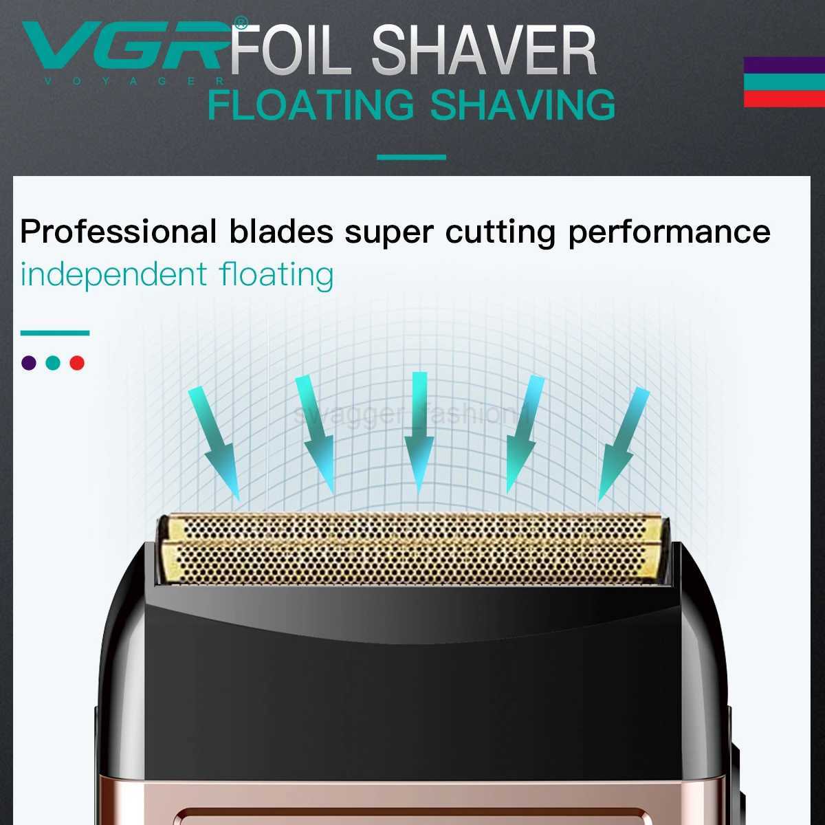 VGR Shaver Professional Beard Trimmer Rechargeable Razor Reciprocating Shaving Machine Portable Razors for Shaving Men V-331B240709