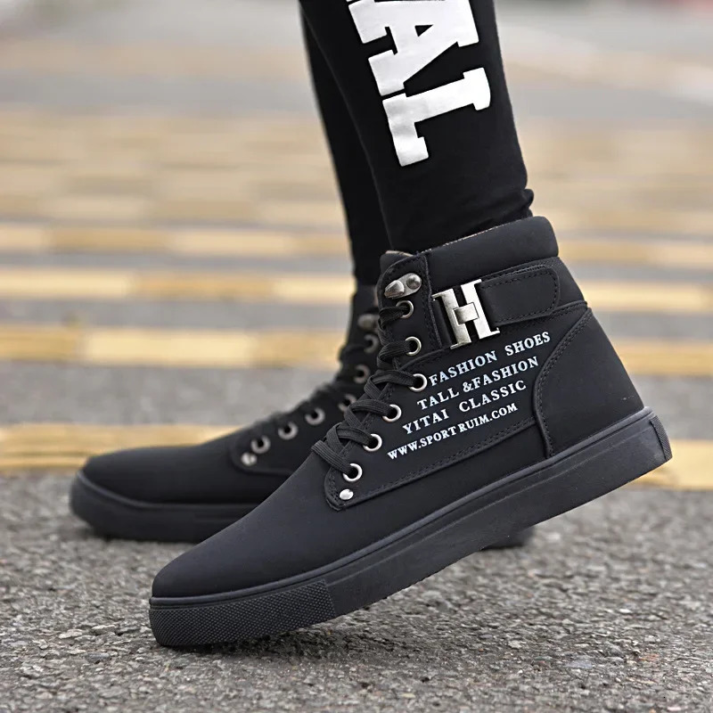Mens Shoes Fashion Male Boots Mens Casual Sneaker High-Top Board Shoe Retro Lace Up Mens Shoes Zapatos Hombre 2024 Korean 240718