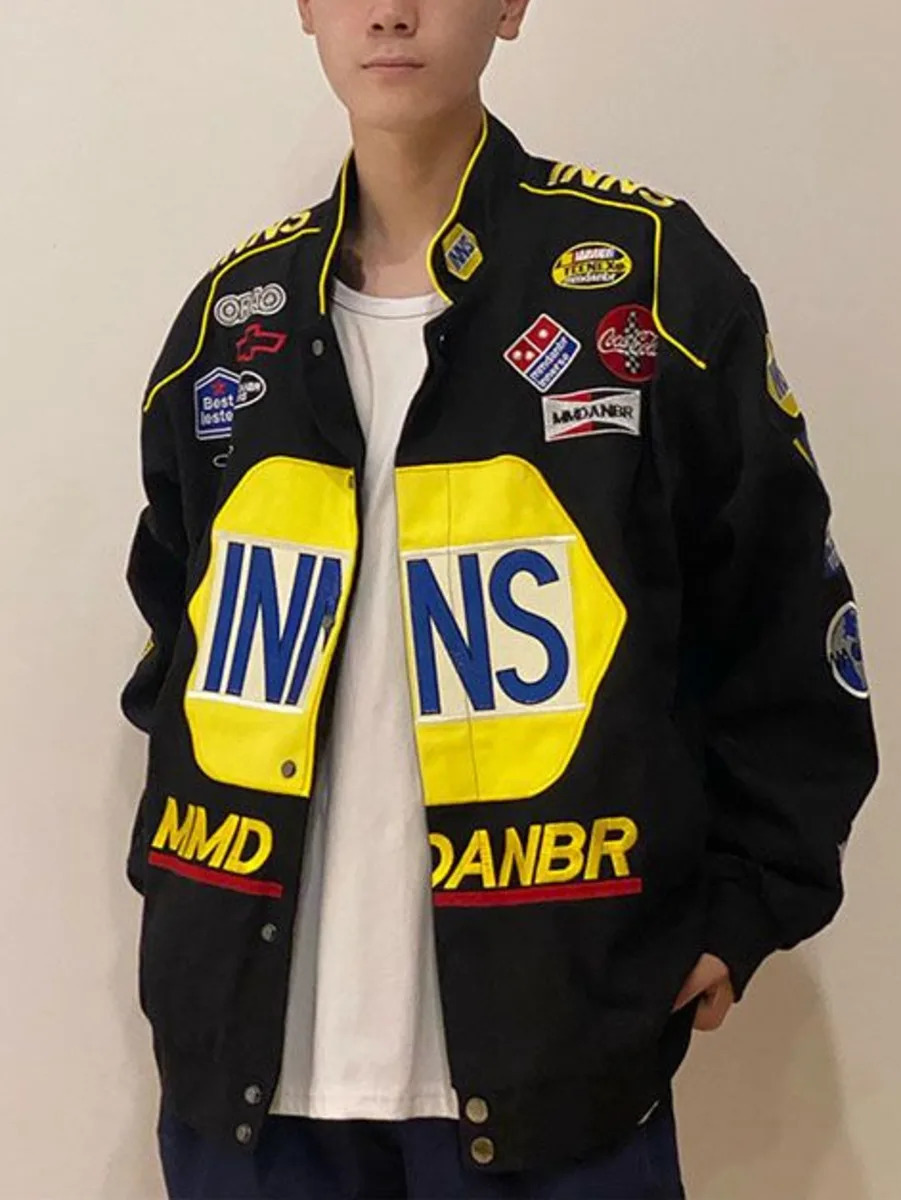 Hip Hop Y2k Racing Loose Jackets Baseball Coat Embroidery Men Women Spring Autumn Long Sleeve Bomber Motorcycle Racer Coat Top 240715