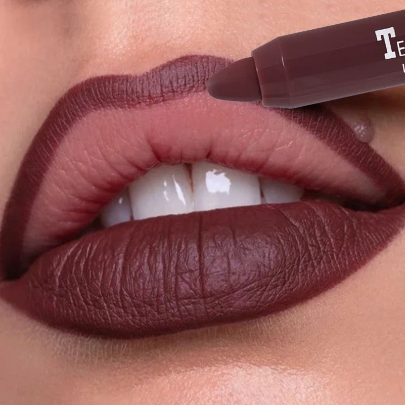Nude Brown Lipliner Pencil 12 Colors Lip Makeup Lipstick Pen Waterproof Long Lasting Non-stick Cup Matte Nude Lipliner Cosmetics 240713