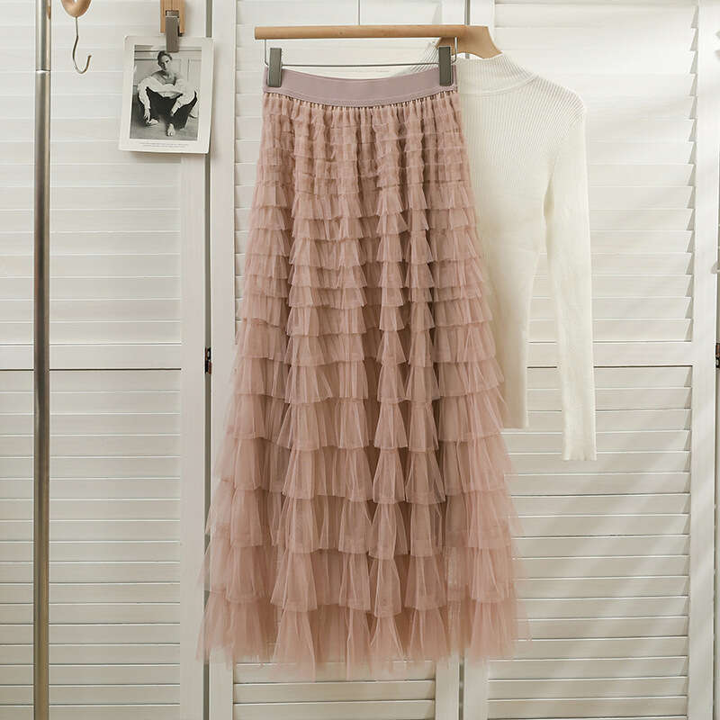 Elegant French Princess Dress with A Thousand Layers of Ruffled Edge Mesh Elegant and Grand Fairy Skirt, Cake Skirt Novelty Loose Pregnant Womens Dres