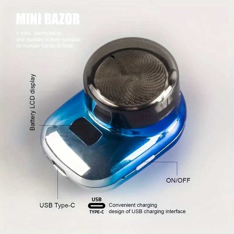 1pc Travel Mini Shaver Portable Digital Display Electric Shaver USB Charging Electric ShaverB240709