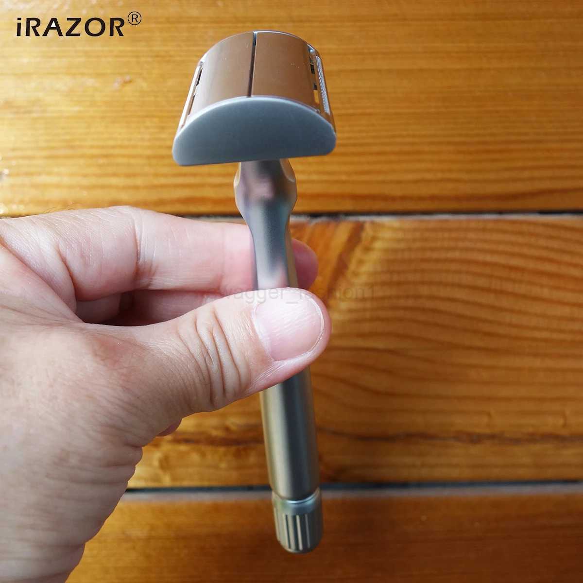 iRAZOR New Heavy Stainless Steel Butterfly Design Double Edge Safety Razor with 10pcs Blades for Mens Grooming Gift SetB240709