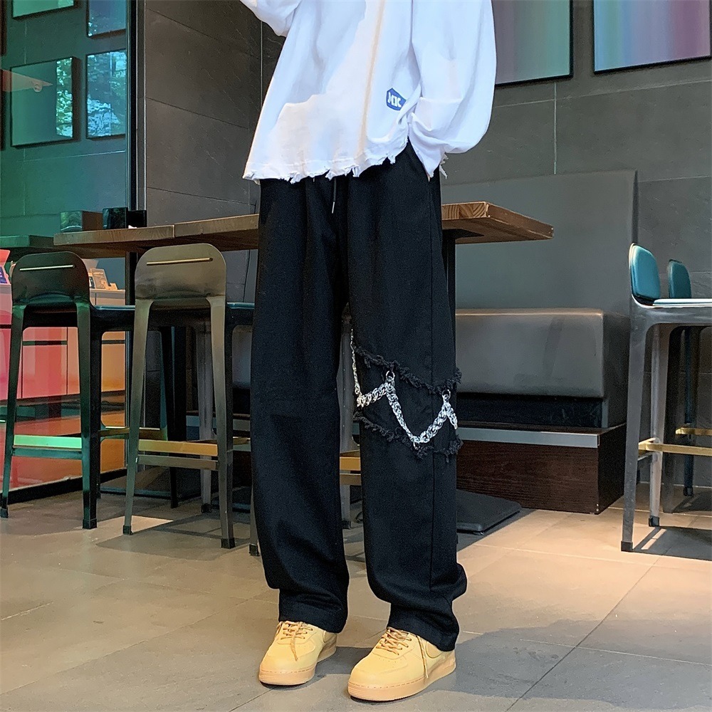 American hip-hop men's autumn oldschool straight loose wide leg ins high street trendy casual pants