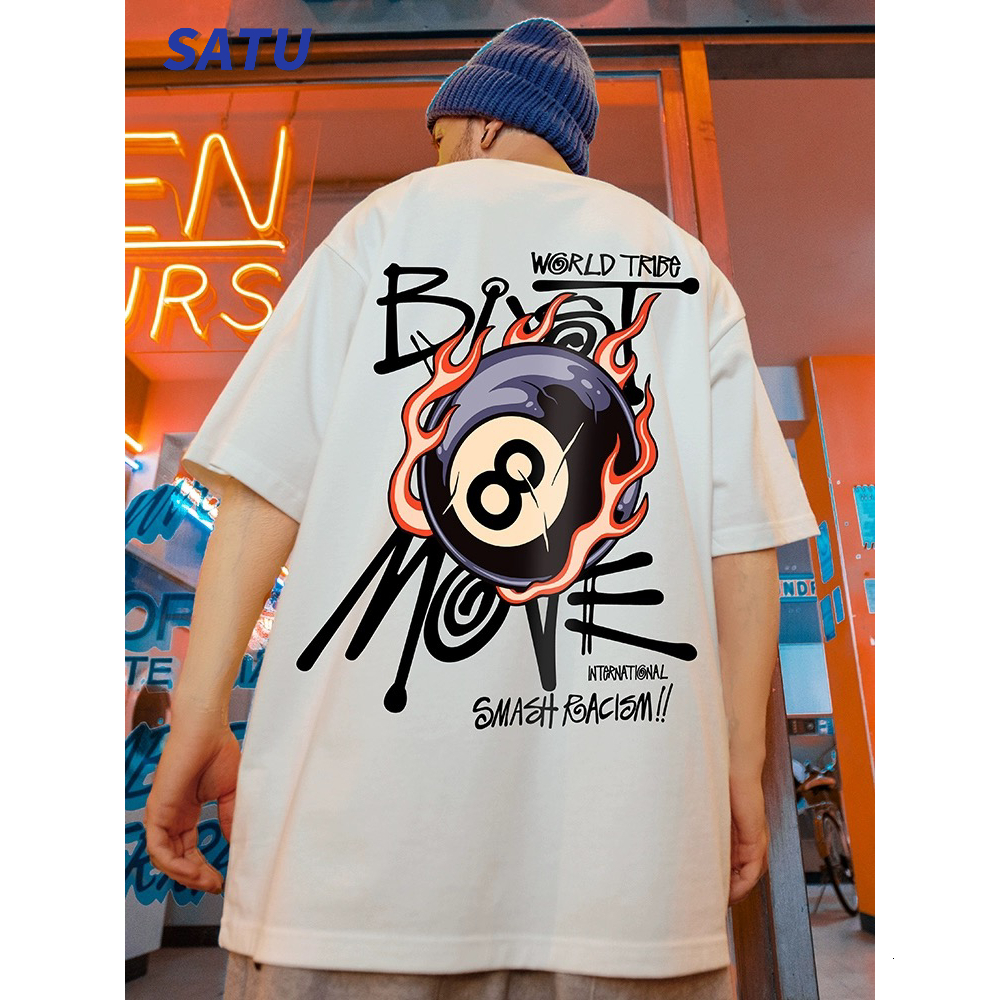 Korea READY BLOCK SATU Korean Japanese Hip Hop Premium 200GSM Casual Graffiti T-shirt Couple Shirt Men's and Women's COD