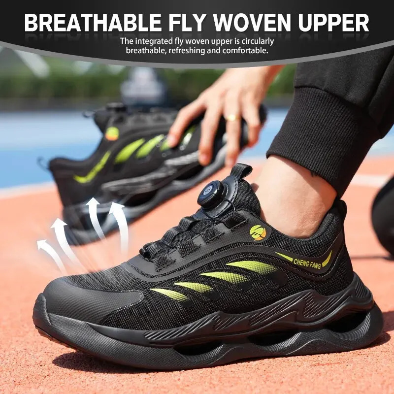 Rotary Buckle Security Boots for Men Work Sneakers Women Boots Breathable Steel Toe Shoes Safety Puncture-Proof Men Boots 240718