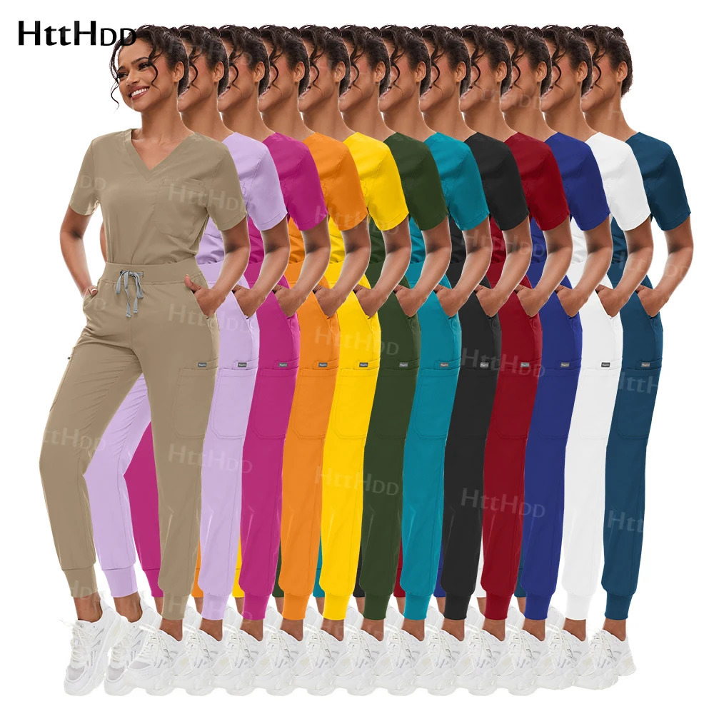 Scrub Sets Uniform Women Joggers Hospital Accessories Gown Pharmacy Healthcare Work Wear Unisex Mens Scrub Soft 240708