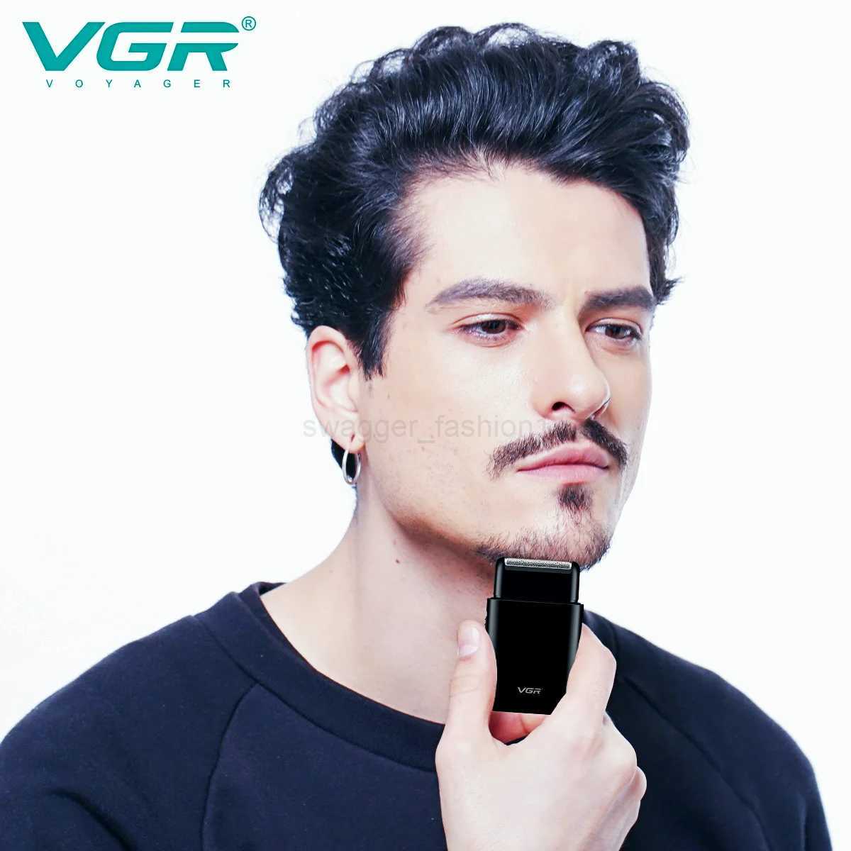 VGR Electric Shaver Professional Beard Trimmer Razor Portable Mini Shaver Reciprocating Shaving 2 Blade USB Charge for Men V-390B240709