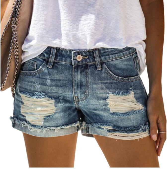 2020 Fashion Women Summer Denim Shorts With Holes
