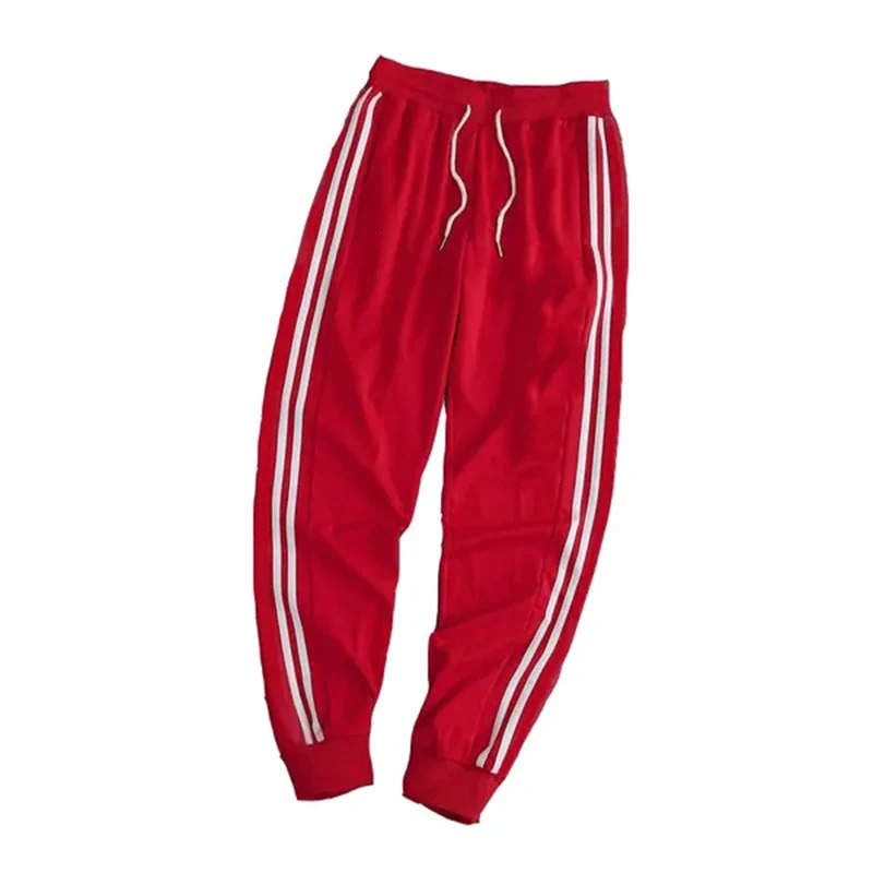 Casual Mens Drawstring Elastic Waist Two stripes Pocket Pants Sports Pants Sweatpants 240715