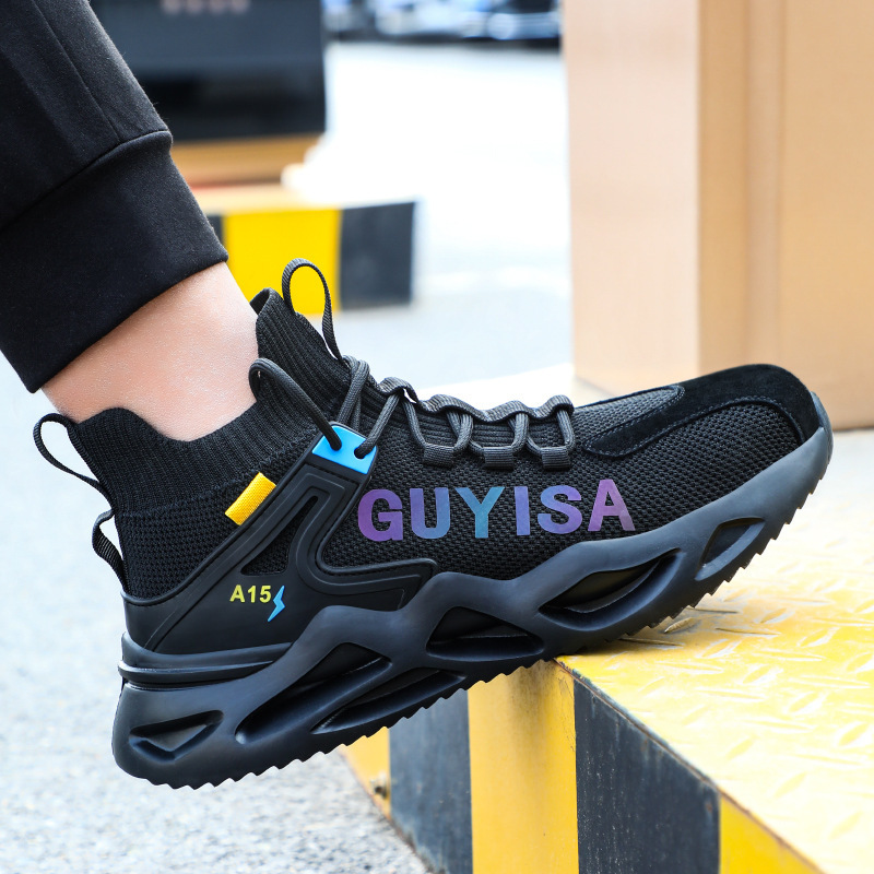 GUYISA Brand Man Steel Toe Anti-Smash Anti-Stab Safety Shoes Men Construction Work Boots Breathable