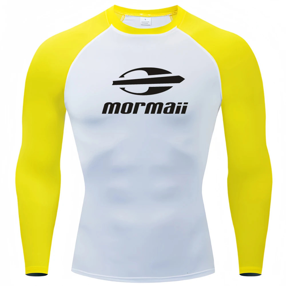 Surfing Swimming Diving TShirts Tight Long Sleeve Rash Guard Swimwear Mens UV Protection Surf Clothing Beach Floatsuit Tops 240717