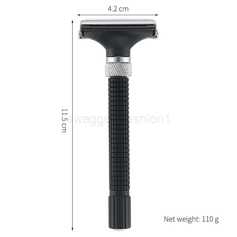YINTAL Adjustable Butterfly Open Double Edge Safety Razor Black Silver Color Matching Fashion Design ShaverB240709