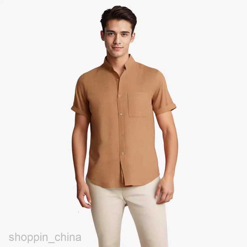 Mens Casual Shirts Summer New Men's Short sleeved Solid Cotton Linen Men's Shirt tops