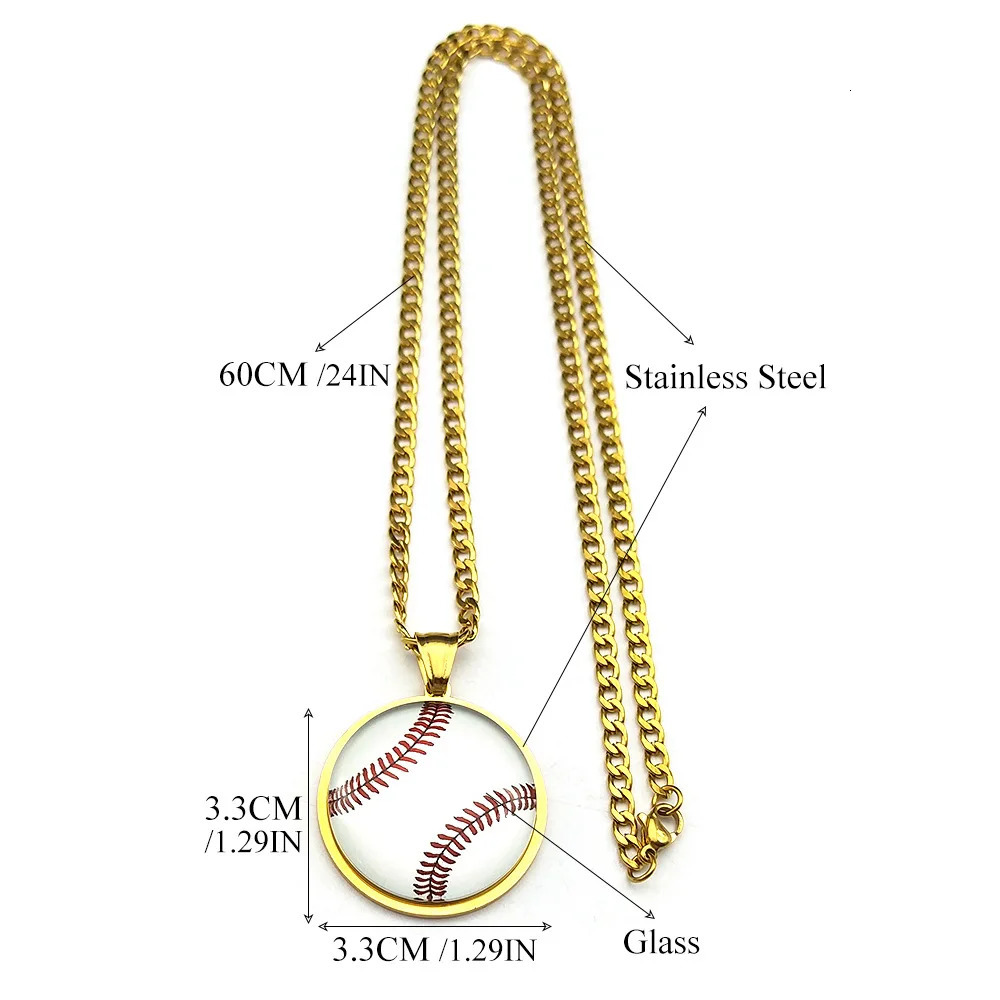 HNSP Stainless Steel Baseball Basketball Football 3D Pendant Chain Necklace For Men Boy Sport Event Medal Gift Soccer Accessorie 240716